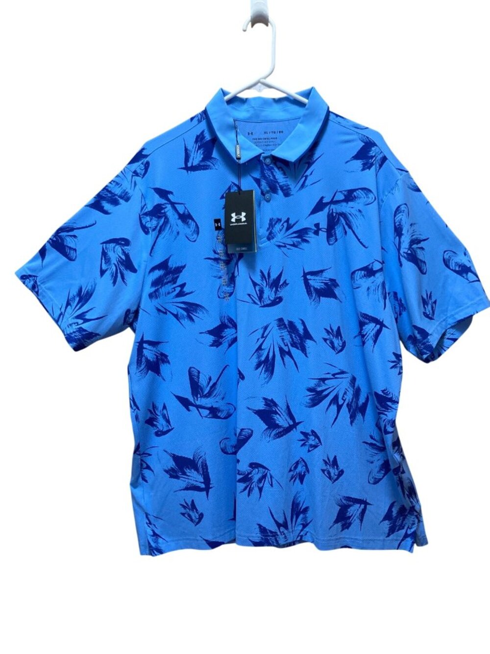 Under Armour Men's Iso Chill Edge Polo Loose Fit Tropical Blue Print XL NEW